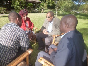 Soil Health experts being interviewed by journalists during a write shop.
