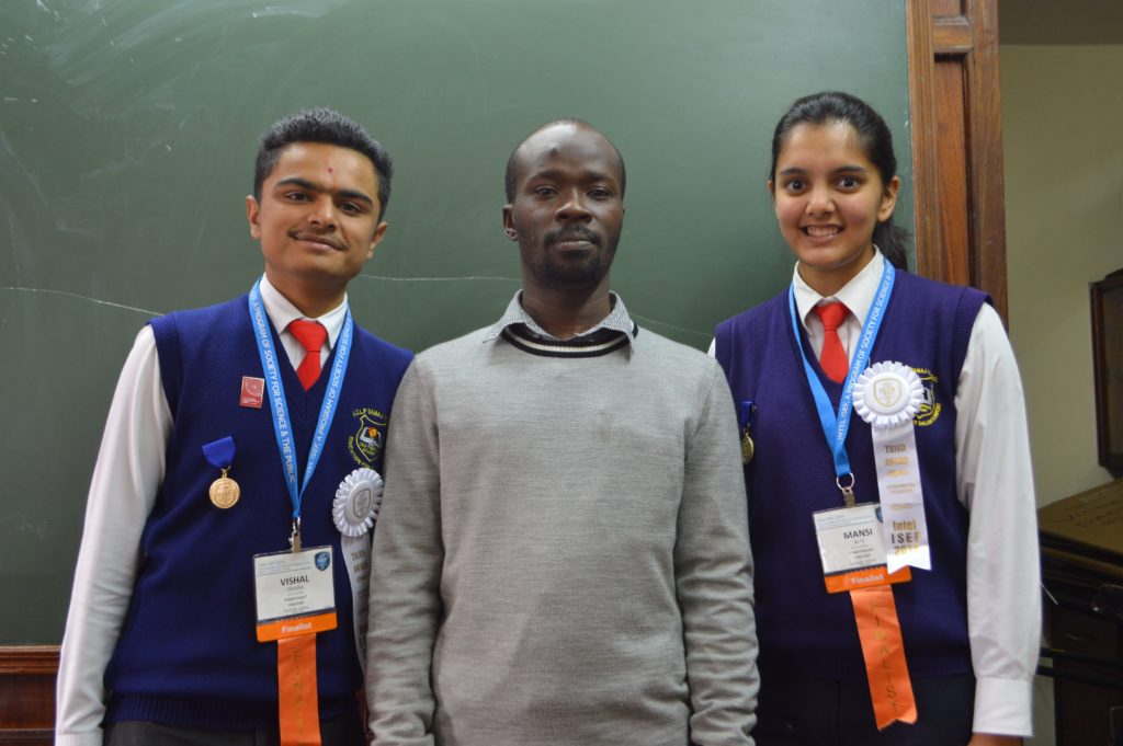Vishal Vekaria,Mr.Laban Chweya(their teacher and supervisor) and Mansi Apte during the interview