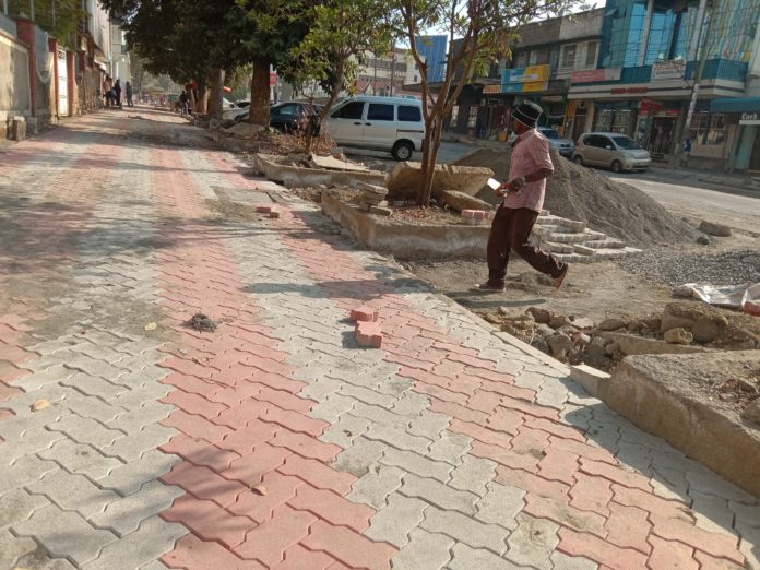 Constrution of walkways in one of the street in Nakuru Photo taken By Wesley Langat on July 6 2022